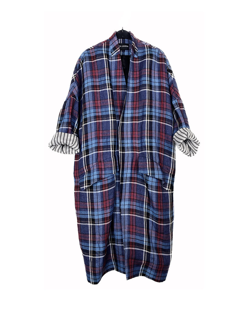 FRIEDA COAT - DARK BLUE CHECK
